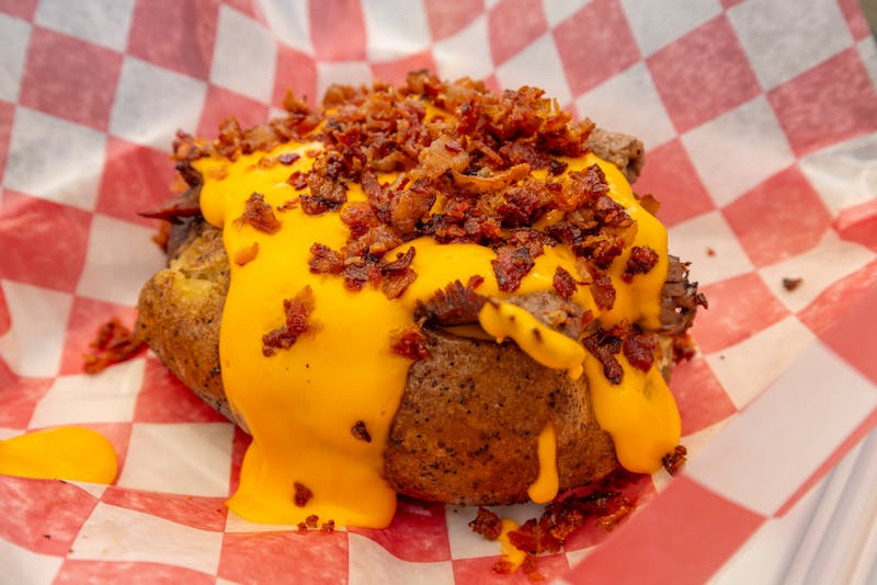 Loaded potato skins with cheese and toppings