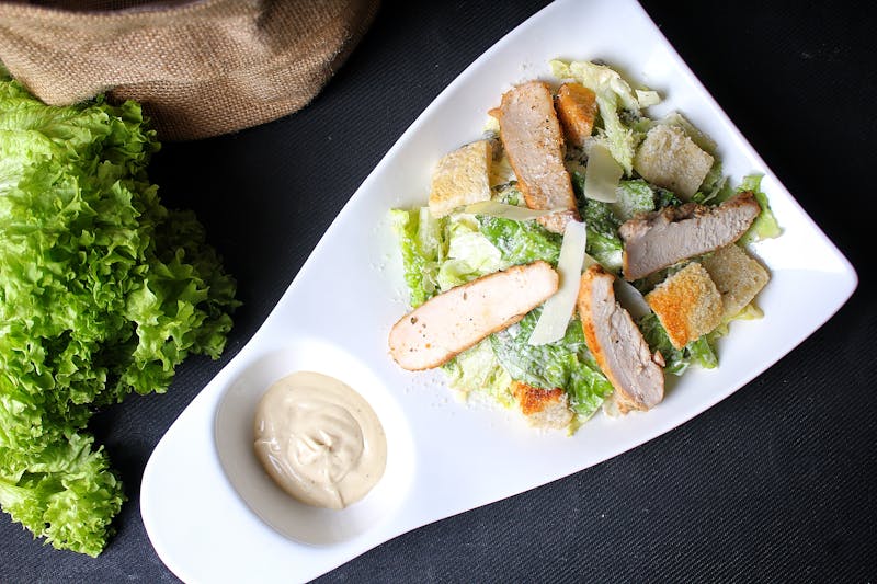 Classic Caesar salad with croutons and parmesan